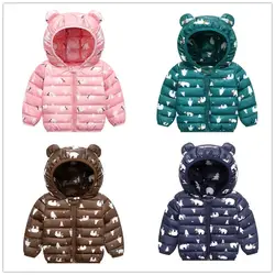 Рождественские куртки-пуховики для малышей; осенне-зимняя теплая верхняя одежда; пальто с капюшоном; детская верхняя одежда; парки; одежда