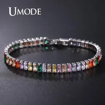 

UMODE 2019 Trendy Exquisite Tennis Bracelet For Women Luxury Micro Inlaid Multicolor Crystal AAA CZ Strand Bracelets UB0181K