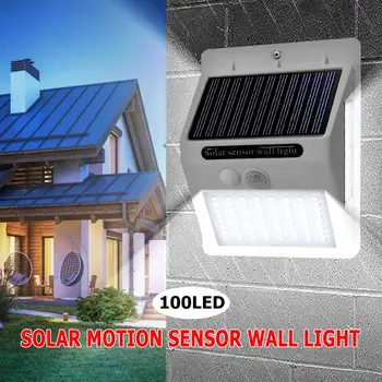 

Outdoor 100 LED Solar Lamp Three-sided Solar PIR Motion Sensor Wall Waterproof Solar Light Goodland Yard Street Decoration Lamp