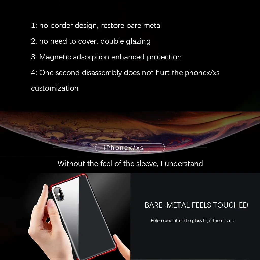 Luxury Hard Matte Cover For iPhone7P/8Plus Magnetic Adsorption & Clear Tempered Glass Back scratch-resistant Phone Case