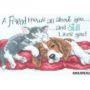 

16725-dms set for embroidery dimensions 'Friends of the know', 18x13 cm