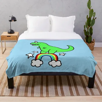 

T Rexicorn Blanket Wool Flannel Plush Blanket Bedspread For office Sherpa Blanket Couch Quilt Cover Travel
