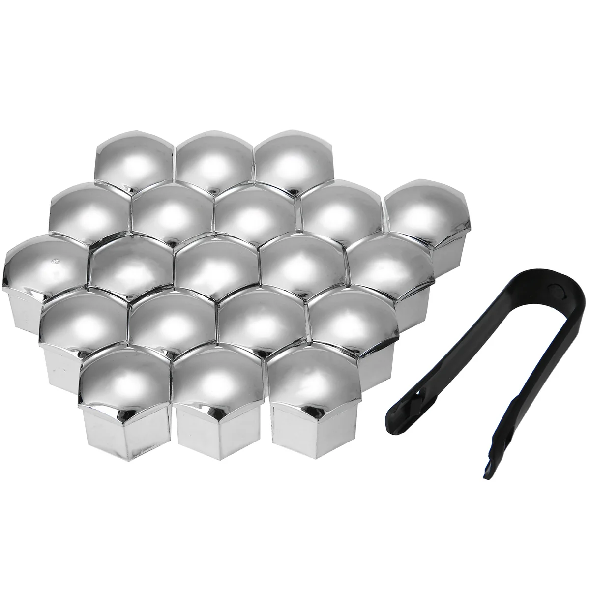 Mayitr 20pcs Silver 21mm Universal Car Wheel Nut Caps Auto Hub Screw Cover Bolt Rims Exterior Socket Protector+Removal Tool