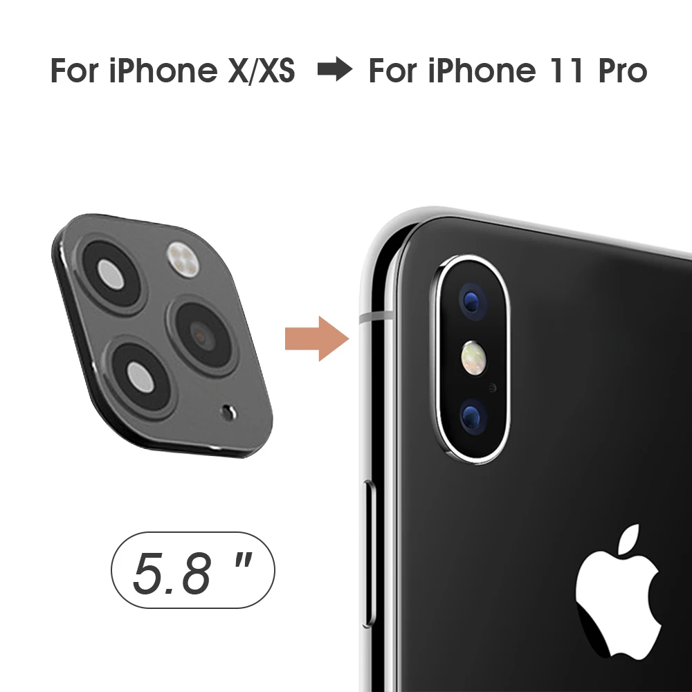 X-XS to 11 Pro Black Роскошный металлический алюминиевый чехол для объектива камеры для iPhone 11 Pro MAX для iPhone X XS XR MAX кольцевая Наклейка защитная крышка - Цвет: X-XS to 11 Pro Black