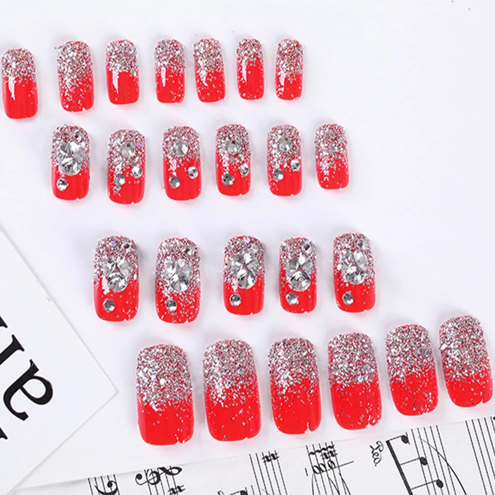 B (24Pcs) 24 шт./компл. сплошной Цвет с принтом в виде надписи «Love» накладные ногти Съемная Водонепроницаемый поддельные Пресс для ногтей, для нанесения с помощью клея милая, стильная накладные ногти аксессуары - Цвет: B (24Pcs)