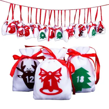 

24PCS Christmas Drawstring Gift Bags With numbers Burlap, Pouch Candy Bag Trea New 2020