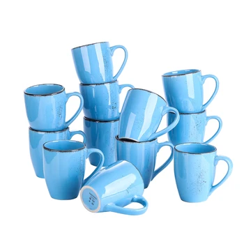 

Vancasso Navia 4/8/12-Piece Blue 350ML Vintage Look Nature Stroneware Ceramic Tea Coffee Milk Mugs Dribkware Drinking Cups Set