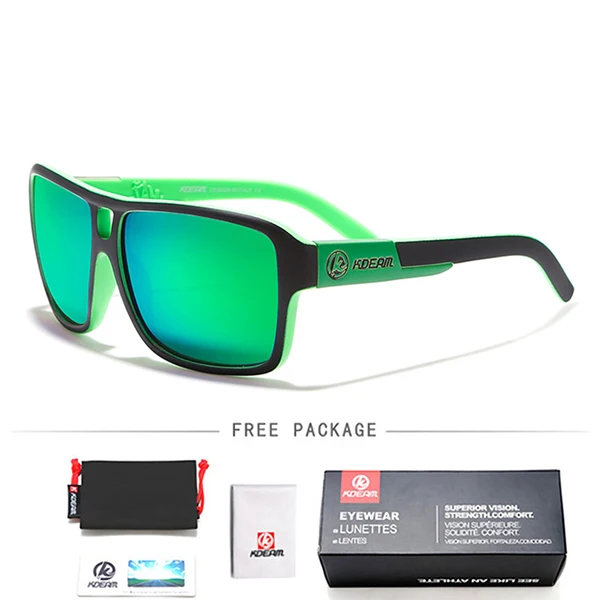 KDEAM, поляризационные очки, мужские спортивные очки, квадратные солнцезащитные очки, мужские, брендовые, для вождения, поляризационные очки, уличные, UV400, очки X7 - Цвет линз: C203 Green Mirror