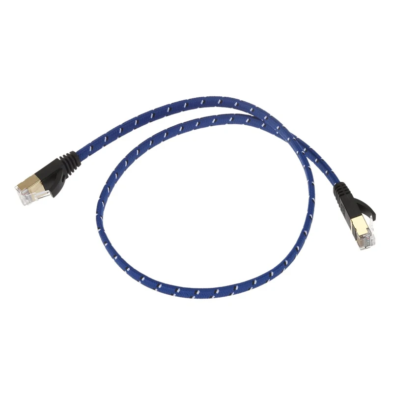 

50cm Braided CAT-7 10 Gigabit Ethernet Cable Modem Router Patch RJ45 LAN Network Blue