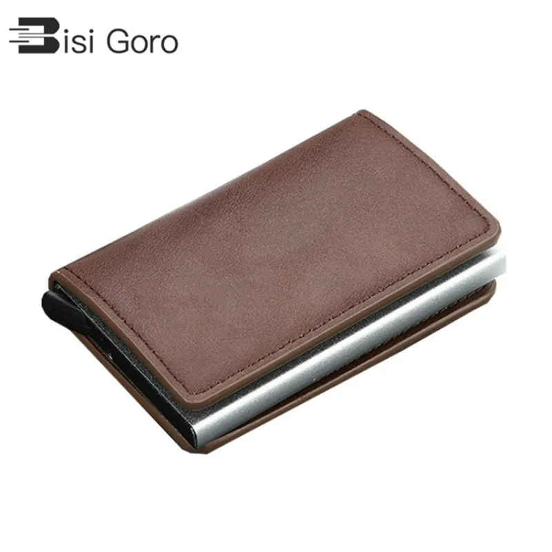 BISI GORO Противоугонная RFID безопасность кредитный держатель для карт алюминиевая коробка всплывающий Тонкий чехол для ID карты винтажный мини ID держатель для карт