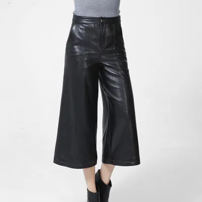 

2020 Women New Fashion Genuine Real Sheep Leather Pants W3