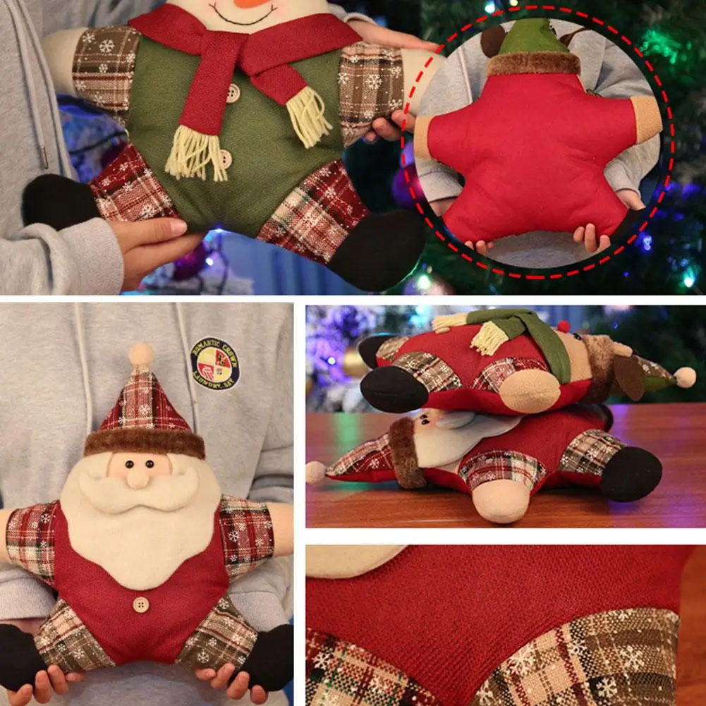Christmas Pentagram Pillow Xmas Old Man,snowman,elk Sofa Cushion Car Cushion Home Decor Pillow Cartoon Cushion For Xmas Home