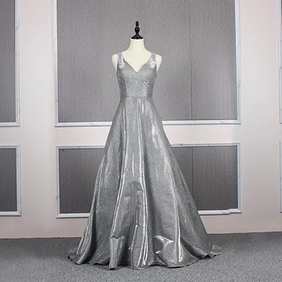 as photo grey YY134 murlya Wurfel темно-синие вечерние платья вечернее платье блестящее с v-образным вырезом без рукавов серое вечернее платье abiti da cerimonia da sera - Цвет: as photo grey