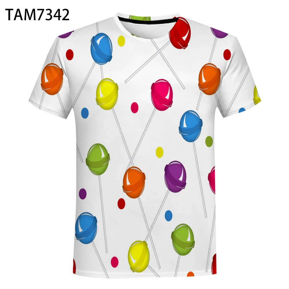 Summer Lollipop 3D Printed T-Shirt Fresh Fashion Boys And Girls With Dream Candy Color Sweet Cute Style Children's | Мужская одежда