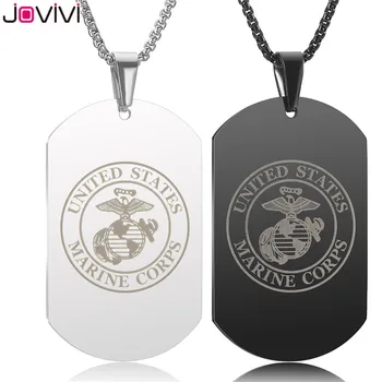 

Jovivi Stainless Steel Pendant Mens Marine Corps Symbol Military Army Dog Tag Pendant Necklace Soldier Military Enthusiast Gift