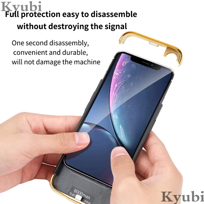 

6000mah high power bank charger case for iphone 11 Pro Max moblie portable wireless charging cover for iphone 11 luxury 2 in 1