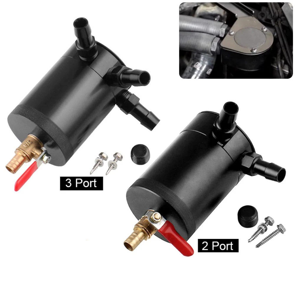 Universal 3-Port Oil Catch//Can//Tank//Reservoir Air-Oil Separator Racing Baffled