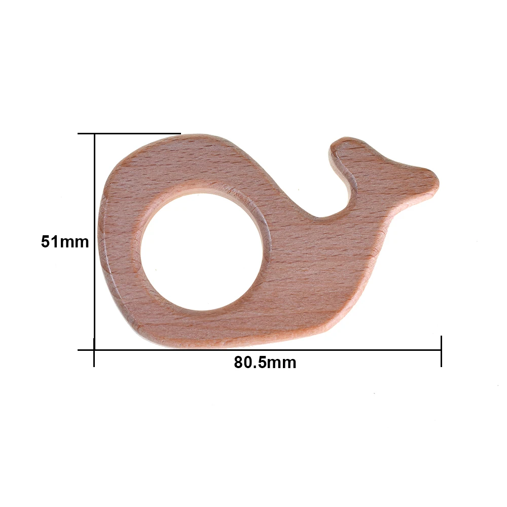 1pcs Whale Shape Baby Wooden Teether Toy Eco-friendly Beech Wood Pendant Teethers