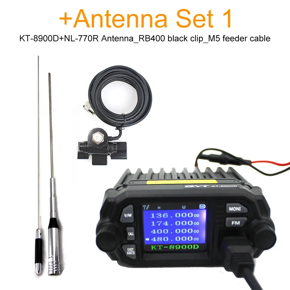 QYT KT-8900D VHF UHF мобильное Радио 2 способ радио Quad дисплей двухдиапазонный мини-автомобиль радио 25 Вт рация KT8900D - Цвет: KT-8900D Set-1