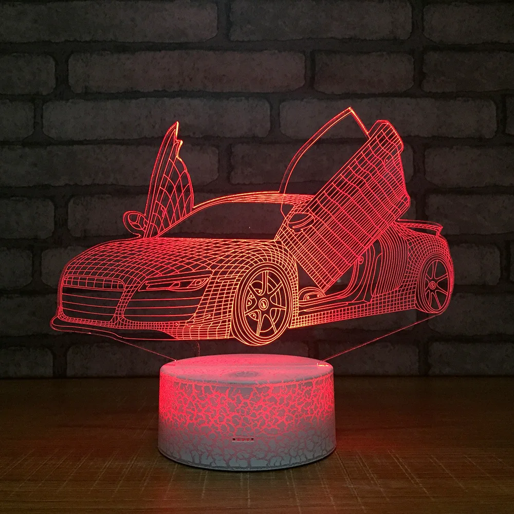 Super racing car 7 Color Lamp 3d Visual Led Night Lights For Kids Touch Usb Table Lampara Lampe Baby Sleeping Motion Light