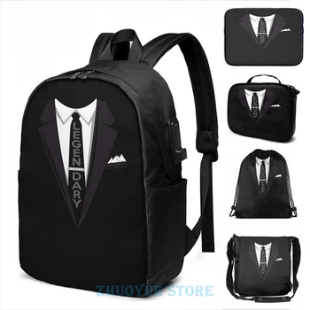 

Tie Legendary - How I Met Your Mother Tie USB Charge Backpack men School bags Women bag Travel laptop bag