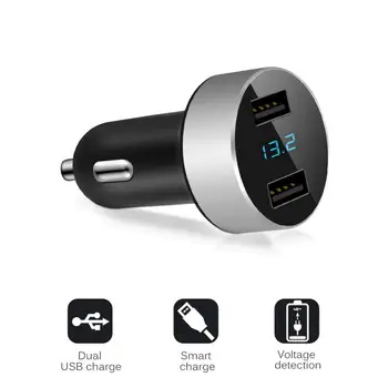 

Car Accessories Dual Ports 3.1A USB Car Charger Cigarette Charger Lighter 12V/24V Digital Voltmeter Fast Charging Adapter TSLM2