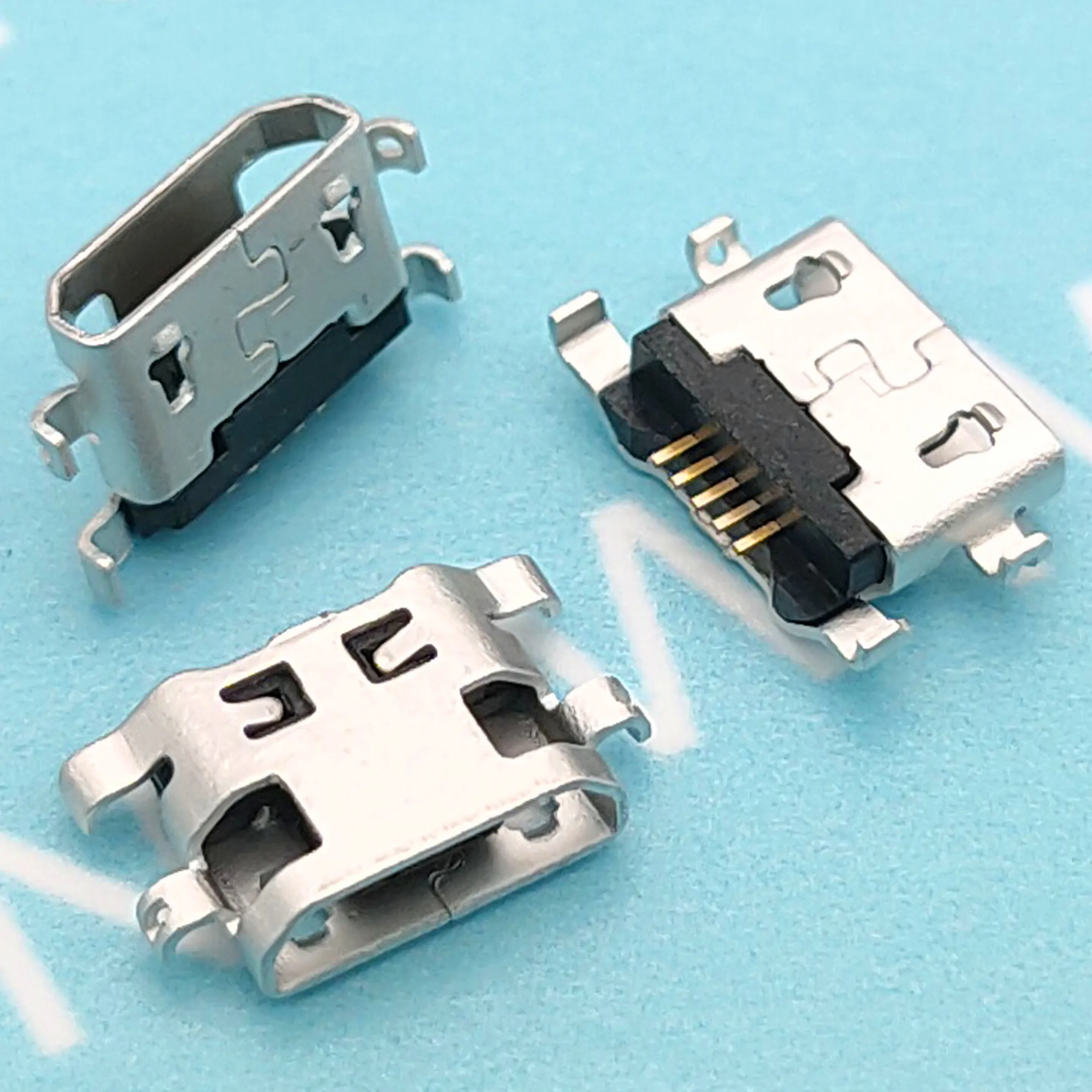 50 шт. разъем Micro USB 5pin задняя Тяжелая пластина 1,2 мм плоский рот без завивки сбоку женский для мобильного телефона штекер Mini-USB