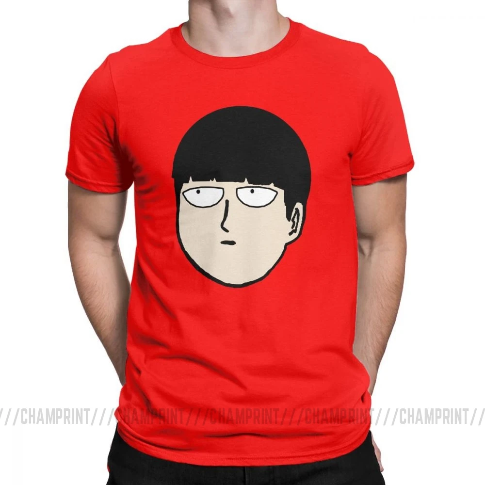 Mob Psycho 100, мужские футболки из чистого хлопка, креативная футболка с круглым воротником, футболки с коротким рукавом, одежда в подарок - Цвет: Красный