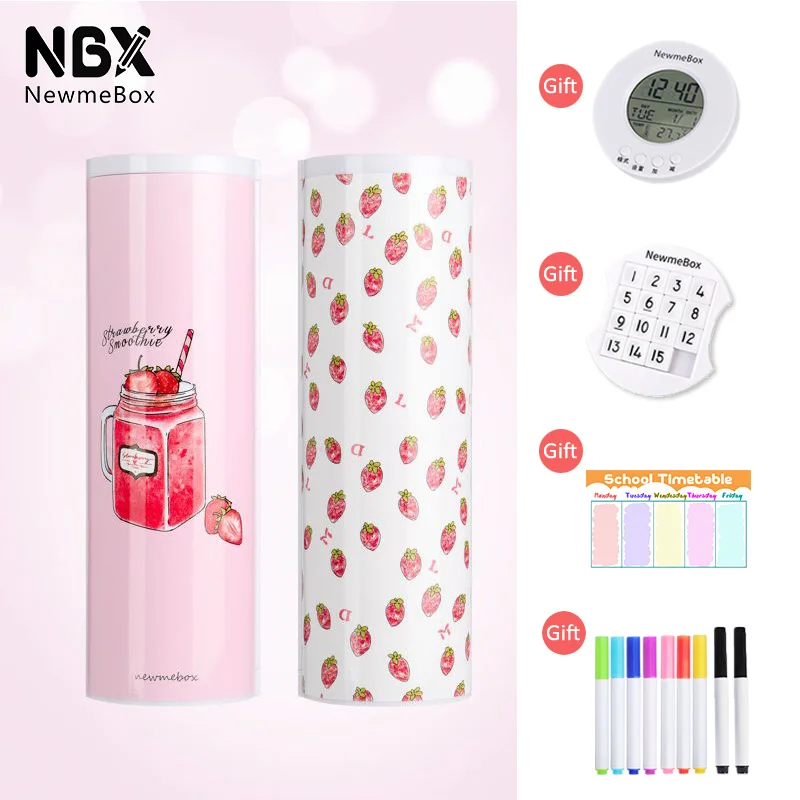 

NBX Unicorn Pencil Case for Girls Strawberry School Case Sakura Stationery Box Standing Mac Makeup Marker Storage Pen Holder