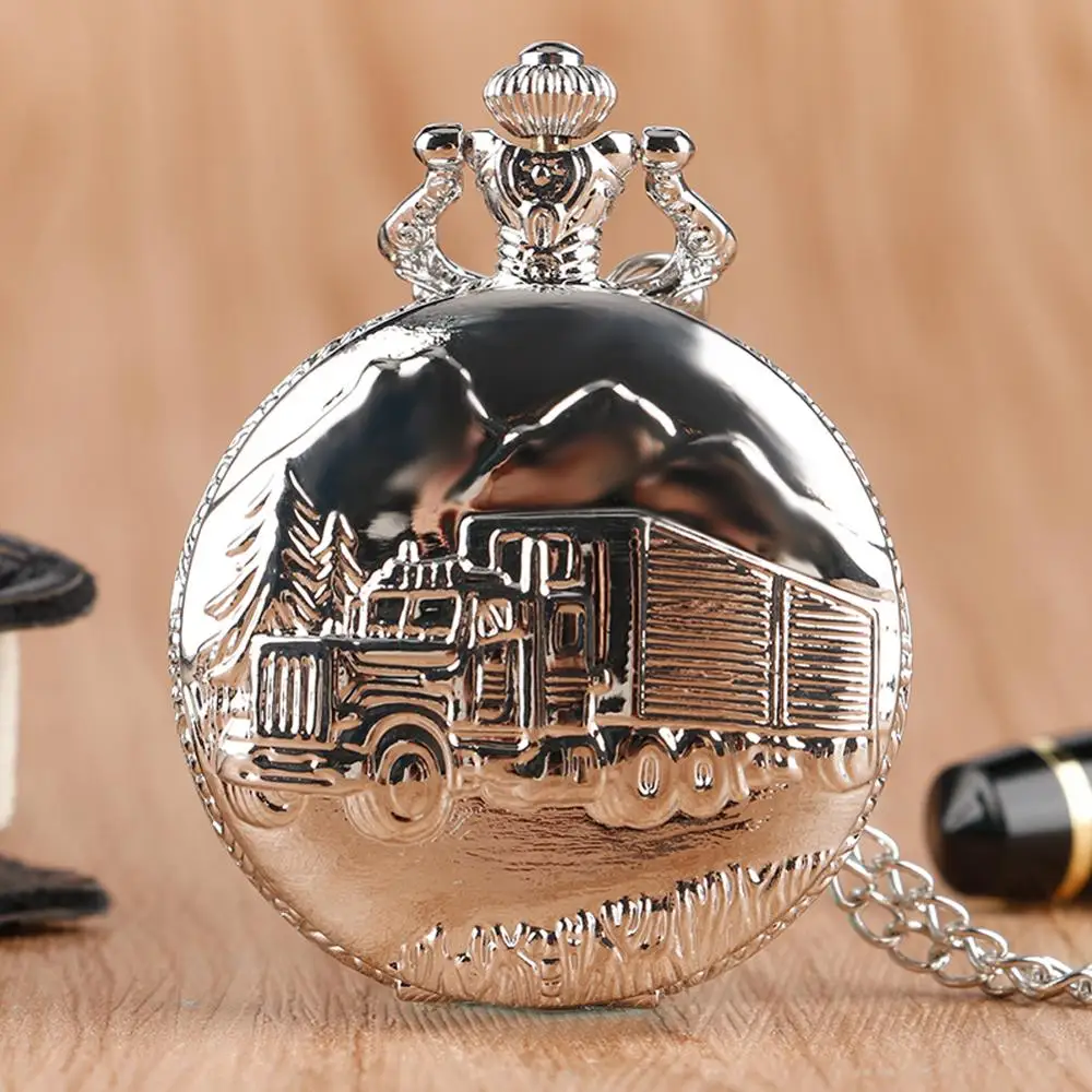 Antique Retro Locomotive Train Pattern Quartz Pocket Watch Bronze Steampunk Necklace Pendant Chain Art Collectible Unisex Gifts