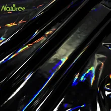 

150cm*100cm Black Off-color Magic Fabric Highlight PU Film Black Magic Color Fabric Colorful Laser Colorful Down Jacket Fabric