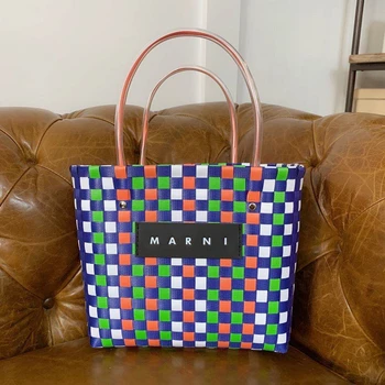 

Colorful Plaid Pattern Designer Handbag High Quality 2020 MARNI BRAND Shoulder Tote Bags Ladies Kawaii Purses and Handbags Bolsa