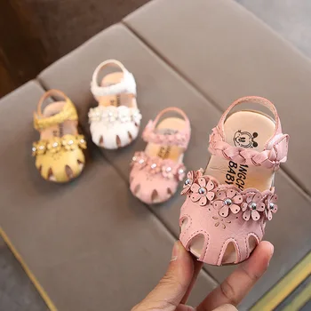 

Baby First Walkers Shoes PU First Walker Flower Toddler Girls Shoes for Summer Beach Party