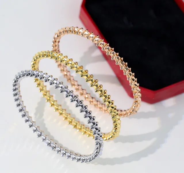 Famous Brand Hot 925 Sliver European Luxury Jewelry For Women Marking Rivets Rose Gold Bracelets Fashion