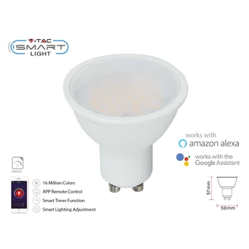 

V-TAC SH02757 V-TAC Smart Led spotlight lamp GU10 4,5W WiFi RGB CCT dimmable APP Compatible amazon Alexa Google Home SKU-27