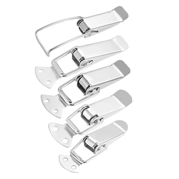 

uxcell 2/8 pcs Spring Loaded Clamp 304 Stainless Steel Toggle Case Box Chest Trunk Latch Hasps 49/72/90mm Overall Length