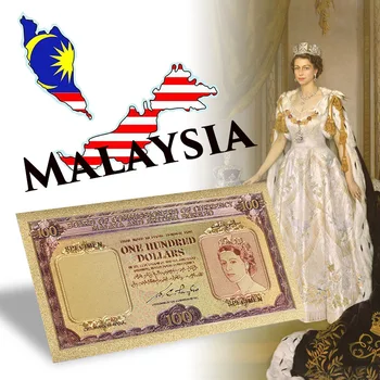 

WR Fke Money Bills 100 Dollars Gold Banknotes Board of Commissioners of Currency Malaya and British Borneo Prop Money Gift