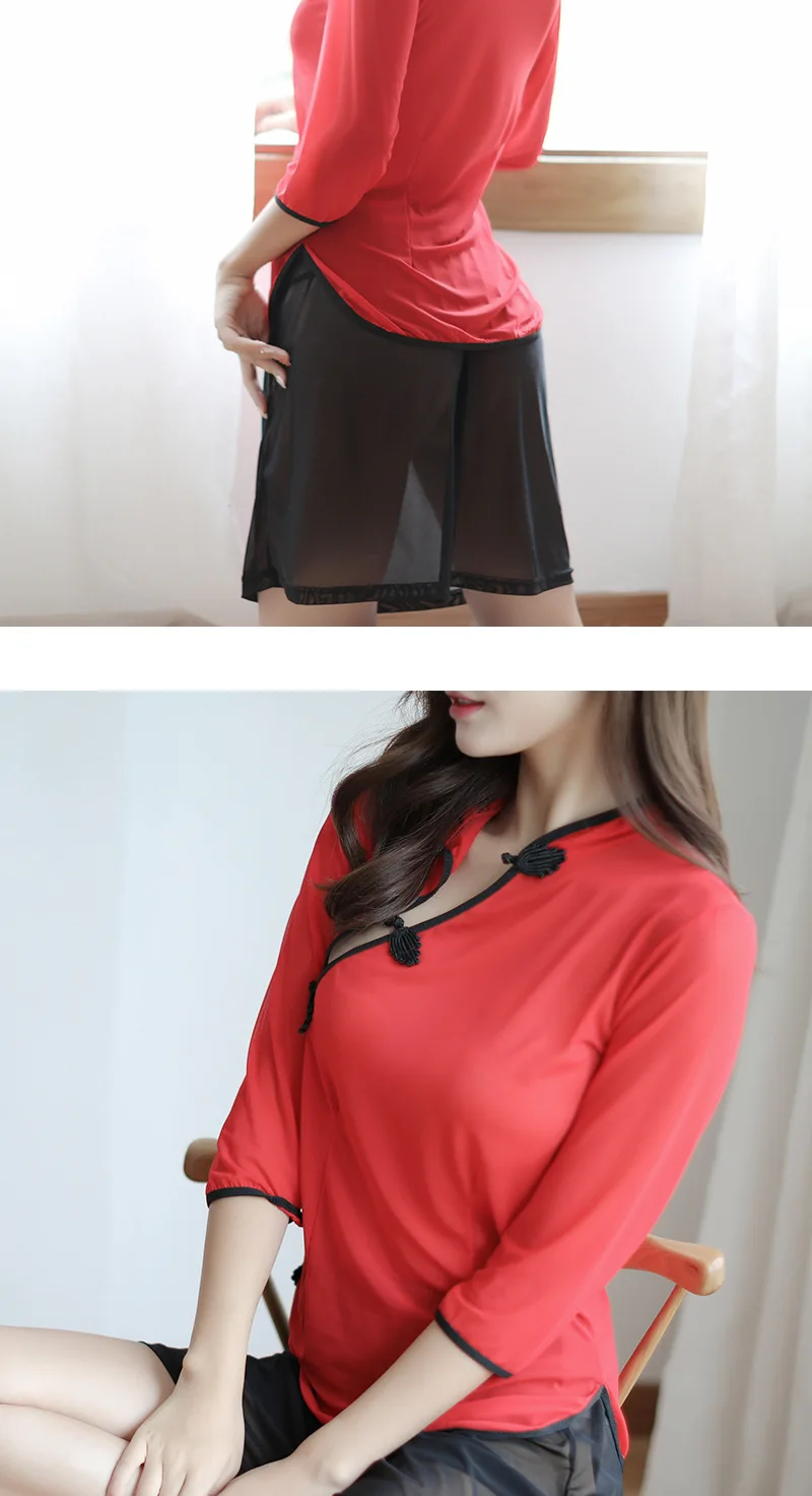 Нижнее белье одежда китайская униформа сексуальное бикини Прозрачное платье-Чонсам набор для страсти товары для пар