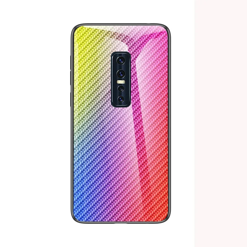 Розово-красный ДЛЯ vivo V17 pro Чехол, роскошная защитная задняя крышка из закаленного стекла для vivo v17 pro, мягкий ТПУ противоударный чехол - Цвет: Розово-красный