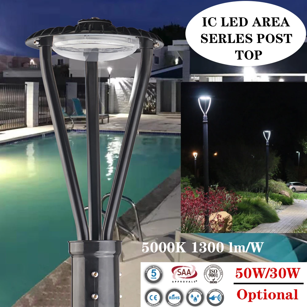 30/50W Outdoor Led Gebied Post Top Licht 5000K Led Street Style Road Openbare Parken Binnenplaats Verlichting lamp Verlichting