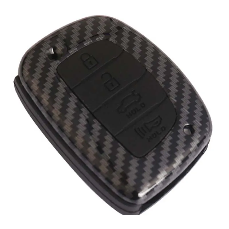 

4 Buttons Carbon fiber pattern Car Key Cases For Hyundai Elantra Sonata Tuscon Smart Key Keychain with Key Ring Car Styling