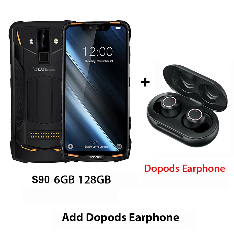 DOOGEE S90 Helio P60 модульный прочный смартфон Восьмиядерный NFC 6,18 FHD+ Android 8,1 6 ГБ 128 ГБ 16 МП камера 4G мобильный телефон - Цвет: Add Dopods