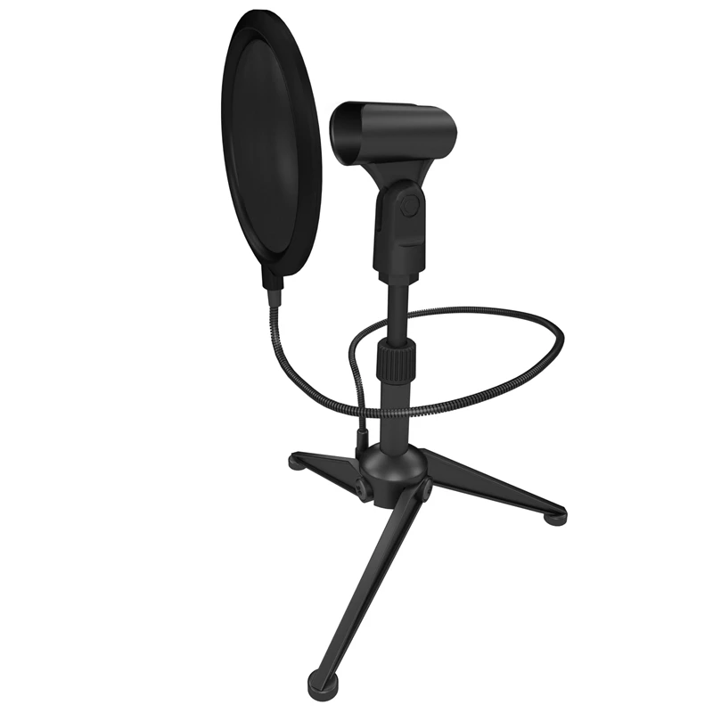 

ABKT-Microphone Shock Mount Double Mesh Filter & Screw Adapter Adjustable Anti Vibration Isolation Metal Mic Mount Holder Tripod