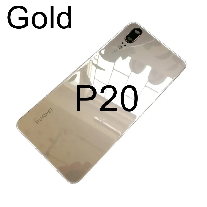 Для huawei P20 Pro крышка батареи Задняя стеклянная Задняя Дверь Корпус чехол панель+ объектив камеры для huawei P20 Lite крышка батареи Nova 3e - Цвет: P20 Gold