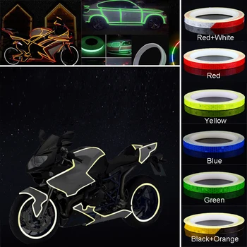 

Colorful 8m Wheel Reflective Sticker Rim Glowing Warning Tape for Bike Car Motor