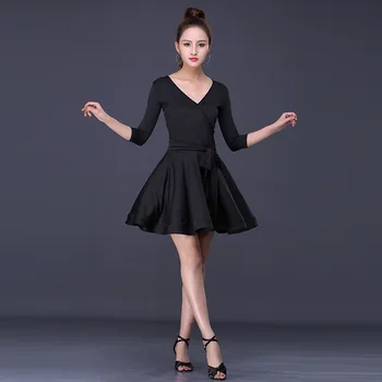 

Female Women Black red Sexy Latin Dance Dress Tango ChaCha Samba Rumba Ballroom Salsa Competition Dresses Performance Dance Wear