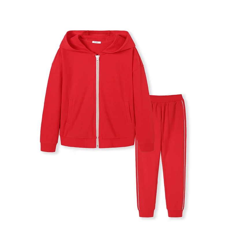 Весенняя Спортивная одежда для девочек; костюм из двух предметов; Новинка года; детская одежда; куртка и штаны - Цвет: China Red