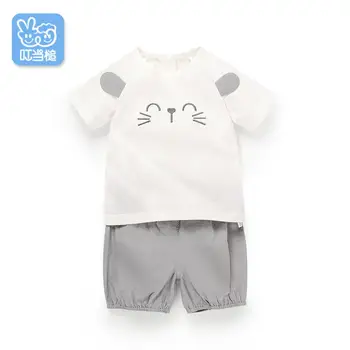 

Dinstry 2019 Summer 1-4 Year boys clothes Cartoon cat sets for the boy & girl Short sleeve children sets kids clothes