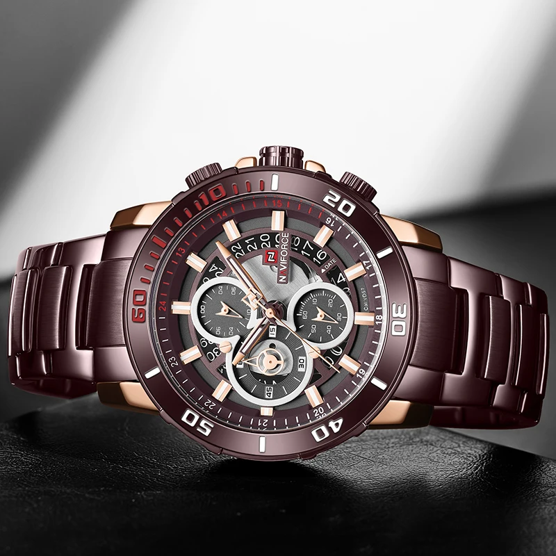 NAVIFORCE Men’s Watches Waterproof Steel Quartz Watch Men Military Chronograph Sport Wrist Watch Male Clock Relogio Masculino