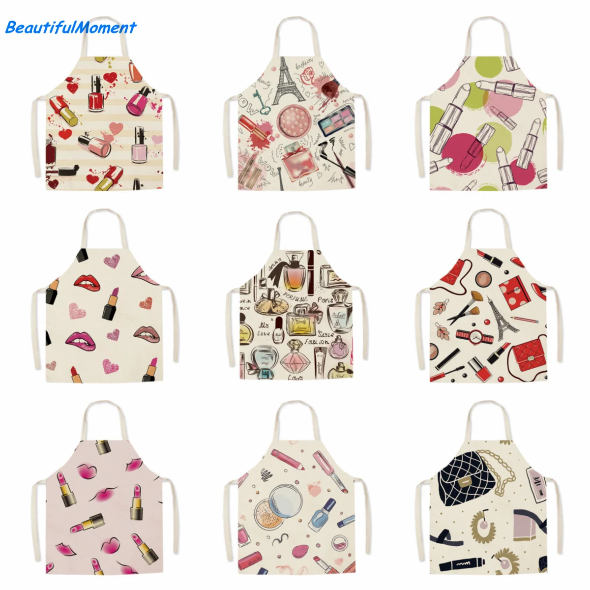 Льняные Цветочные лаки для ногтей с тематическим принтом Кухонные фартуки